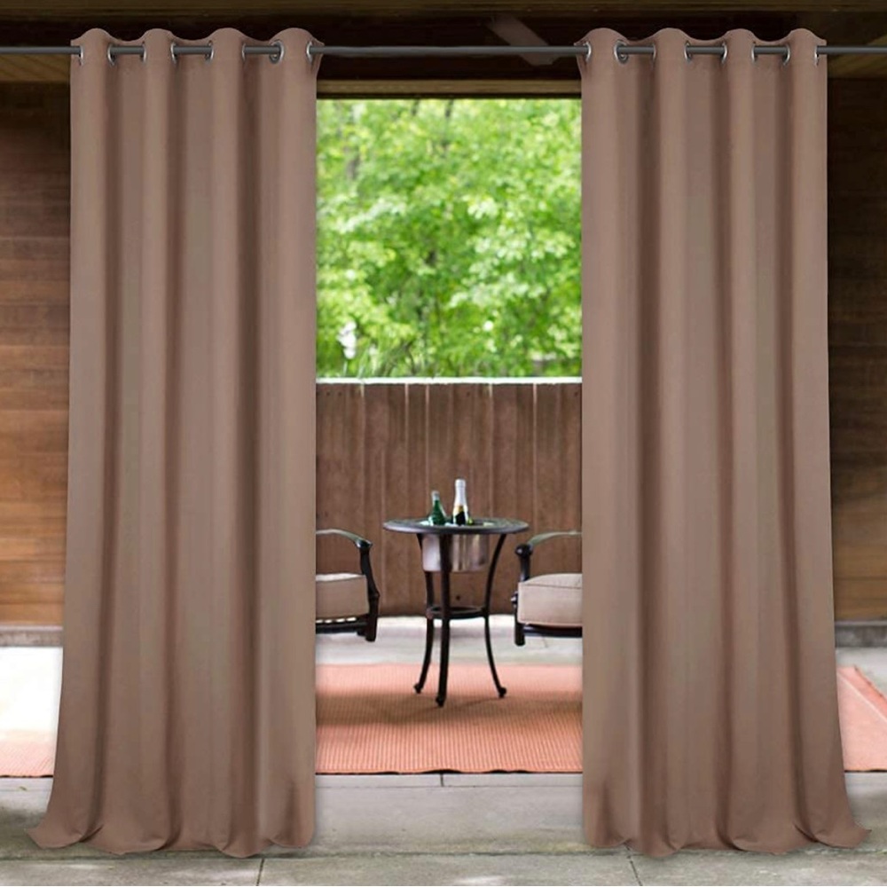 Waterproof Light Blocking Outdoor Curtains in Beige